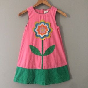 Mini Boden Flower Appliqué Pink Pinafore Size 7/8